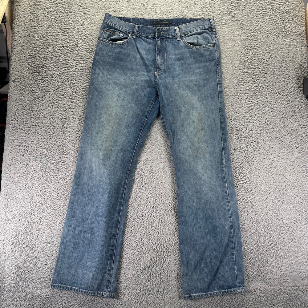 Vintage Calvin Klein Jeans Mens 36x34 Blue Cotton Denim Bootcut Faded Workwear